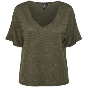 Oversized T-shirt met glanzende smalle strepen PIECES. Viscose materiaal. Maten M. Groen kleur