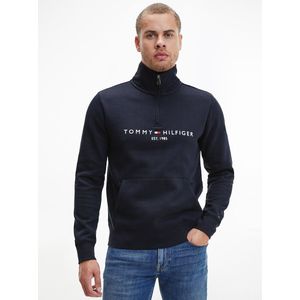 Sweater met opstaande kraag en rits, Tommy Logo TOMMY HILFIGER. Bio katoen materiaal. Maten XL. Blauw kleur