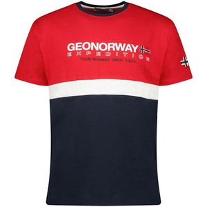 T-shirt MC bicolor en ronde hals Jdouble GEOGRAPHICAL NORWAY. Katoen materiaal. Maten XL. Rood kleur