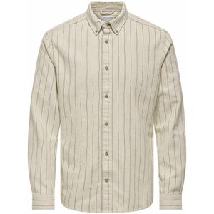Gestreept recht hemd ONLY & SONS. Katoen materiaal. Maten M. Beige kleur