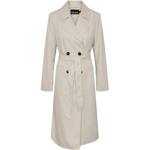 Lange trenchcoat, te strikken PIECES. Polyester materiaal. Maten M. Kastanje kleur