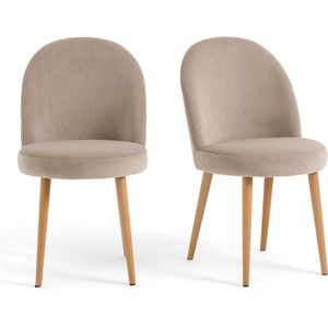 Set van 2 fluwelen stoelen, Inès LA REDOUTE INTERIEURS. Stof materiaal. Maten één maat. Beige kleur