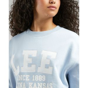 Sweater met ronde hals, logo vooraan LEE. Katoen materiaal. Maten S. Blauw kleur