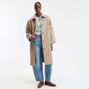 Oversized jas met knoopsluiting LA REDOUTE COLLECTIONS. Katoen materiaal. Maten XL. Kastanje kleur