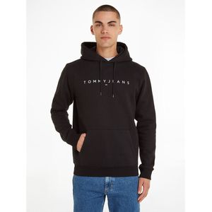 Rechte hoodie linear logo TOMMY JEANS. Katoen materiaal. Maten L. Zwart kleur