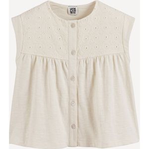 Geborduurde blouse zonder mouwen LA REDOUTE COLLECTIONS. Katoen materiaal. Maten 18 mnd - 81 cm. Beige kleur