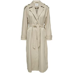 Trenchcoat, te strikken ONLY TALL. Polyester materiaal. Maten XXL. Kastanje kleur