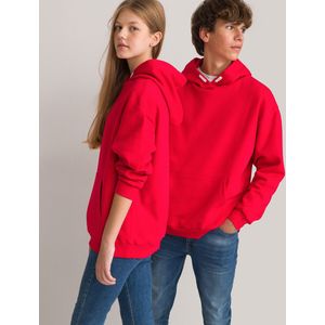 Oversized hoodie, in molton, unisex LA REDOUTE COLLECTIONS. Katoen materiaal. Maten XXXS. Rood kleur