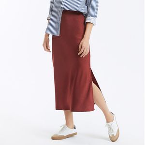 Rok met split FLAVIE SUNCOO. Polyester materiaal. Maten 0(XS). Rood kleur