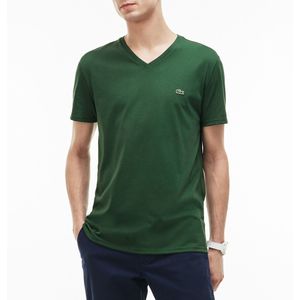 T-shirt met V-hals in jerseykatoen LACOSTE. Katoen materiaal. Maten XS. Groen kleur