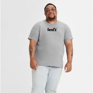 T-shirt met ronde hals, logo Poster Big and Tall LEVIS BIG & TALL. Katoen materiaal. Maten XXL. Grijs kleur