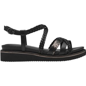 Sandalen met sleehak TAMARIS. Leer materiaal. Maten 38. Zwart kleur