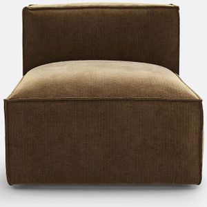 Modulaire fauteuil in vintage ribfluweel, Seven LA REDOUTE INTERIEURS. Geribd polyester materiaal. Maten 1-zit. Kastanje kleur