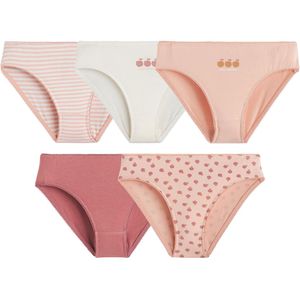 Set van 5 slips LA REDOUTE COLLECTIONS. Katoen materiaal. Maten 6/7 jaar - 114/120 cm. Roze kleur