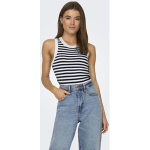 Mouwloze gestreepte trui JDY. Viscose materiaal. Maten L. Wit kleur