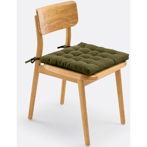 Stoelkussen in gerecycleerd katoen, Scenario LA REDOUTE INTERIEURS.  materiaal. Maten 40 x 40 cm. Groen kleur