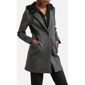 IKKS - Halflange Jas - Mêleegrijs - Polyester - Uitneembare Voering en Kap