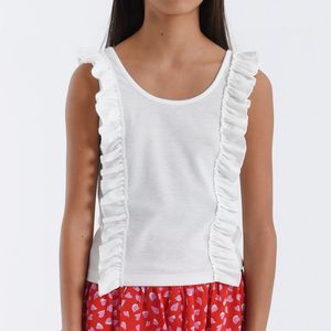 Tanktop met volants MOLLY BRACKEN GIRL. Katoen materiaal. Maten 12 jaar - 150 cm. Wit kleur