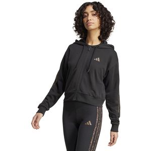 Zip-up hoodie 3-Stripes, dierenprint ADIDAS SPORTSWEAR. Katoen materiaal. Maten XL. Zwart kleur