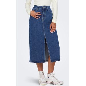 Midi rok in jeans ONLY. Katoen materiaal. Maten L. Blauw kleur