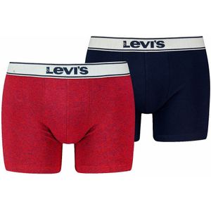 Set van 2 effen boxershorts LEVI'S. Katoen materiaal. Maten XL. Rood kleur