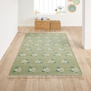 Tapijt in wol en katoen, Lysea LA REDOUTE INTERIEURS. Katoen materiaal. Maten 120 x 170 cm. Groen kleur