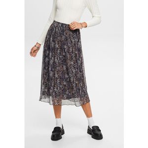 Bedrukte midi rok in gevoerde voile ESPRIT. Polyester materiaal. Maten S. Zwart kleur