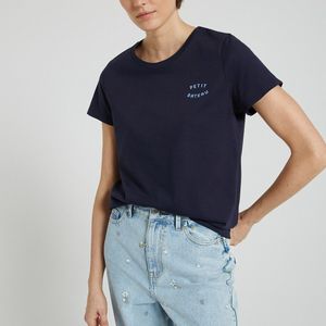 Recht T-shirt PETIT BATEAU. Katoen materiaal. Maten L. Blauw kleur