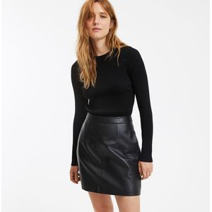 Trui met ronde hals in ribbooord LA REDOUTE COLLECTIONS. Viscose materiaal. Maten XXL. Zwart kleur