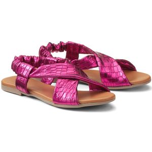 Platte sandalen in leer Emilie PIECES. Leer materiaal. Maten 38. Violet kleur