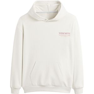 Hoodie in molton, bedrukt motief achteraan LA REDOUTE COLLECTIONS. Geruwd molton materiaal. Maten 12 jaar - 150 cm. Beige kleur