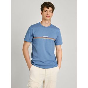 Recht T-shirt met logo PEPE JEANS. Katoen materiaal. Maten L. Blauw kleur