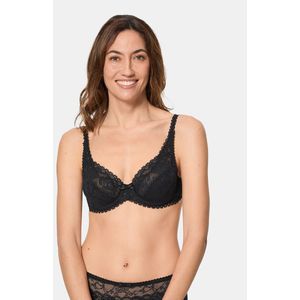 Omsluitende BH Flower Elegance PLAYTEX. Kant materiaal. Maten 110E FR - 95E EU. Zwart kleur