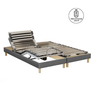 Met stof bekleed elektrische lattenbodem LA REDOUTE INTERIEURS. Multiplex materiaal. Maten 90 x 190 cm. Grijs kleur