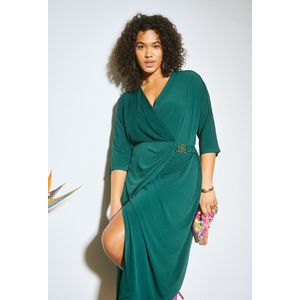 Midi jurk, Felicia ALMÉ. Polyester materiaal. Maten 48/50 (FR) - 46/48 (EU). Groen kleur