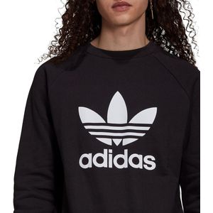 Sweater ronde hals met groot trefoil logo vooraan adidas Originals. Katoen materiaal. Maten M. Zwart kleur