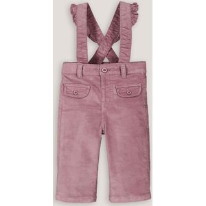 Wijde broek in fluweel met bretellen LA REDOUTE COLLECTIONS. Katoen materiaal. Maten 9 mnd - 71 cm. Roze kleur