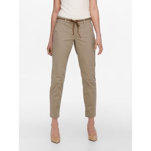 Chino broek met strikceintuur ONLY. Katoen materiaal. Maten 40 FR - 38 EU - Lengte 32. Beige kleur