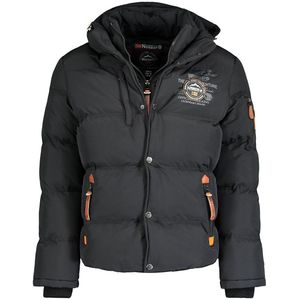 Warme donsjas met kap, niet afneembaar, Verveine GEOGRAPHICAL NORWAY. Polyester materiaal. Maten XXL. Zwart kleur