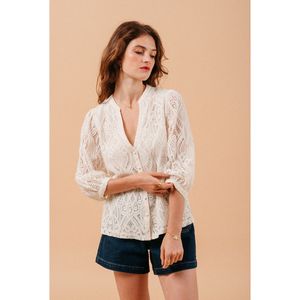 Blouse in kant Misha GRACE AND MILA. Katoen materiaal. Maten M. Beige kleur