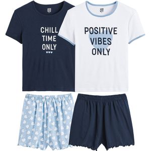 Set van 2 pyjashorts met tekst LA REDOUTE COLLECTIONS. Katoen materiaal. Maten 14 jaar - 156 cm. Wit kleur