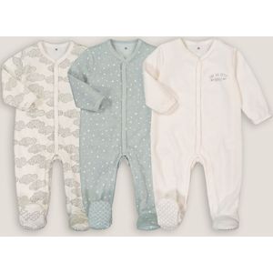 Set van 3 pyjama's in fluweel LA REDOUTE COLLECTIONS. Fluweel materiaal. Maten 0 mnd - 50 cm. Beige kleur