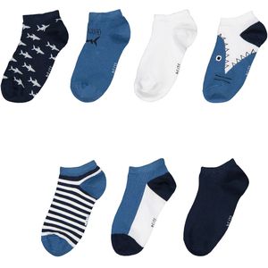 Set van 7 paar sokken met haaimotief LA REDOUTE COLLECTIONS. Katoen materiaal. Maten 27/30. Blauw kleur