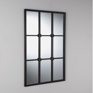 Metalen spiegel in venster stijl 60x90 cm, Lenaig LA REDOUTE INTERIEURS. Metaal materiaal. Maten één maat. Zwart kleur