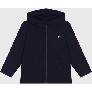 Zip-up hoodie in molton PETIT BATEAU. Geruwd molton materiaal. Maten 8 jaar - 126 cm. Blauw kleur