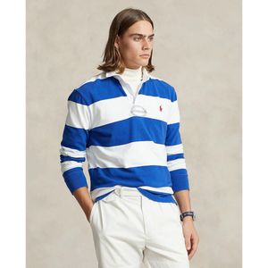 Gestreepte rugby polo, recht model, lange mouwen POLO RALPH LAUREN. Katoen materiaal. Maten M. Blauw kleur