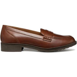 Ademende loafers in leer Jaylon GEOX. Leer materiaal. Maten 36. Kastanje kleur