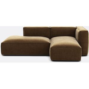 Rechthoekige bank in vintage fluweel Seven LA REDOUTE INTERIEURS. Geribd fluweel materiaal. Maten rechterhoek. Kastanje kleur