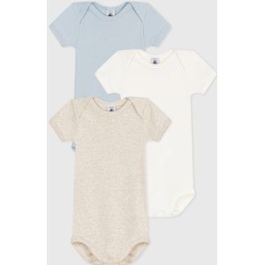 Set van 3 rompertjes met korte mouwen PETIT BATEAU. Katoen materiaal. Maten 3 jaar - 94 cm. Wit kleur