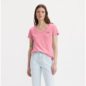 T-shirt met korte mouwen, V-hals, logo vooraan LEVI'S. Katoen materiaal. Maten XS. Roze kleur